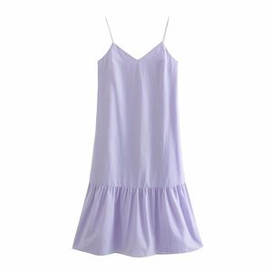 Lavender purple cotton maxi strappy dress